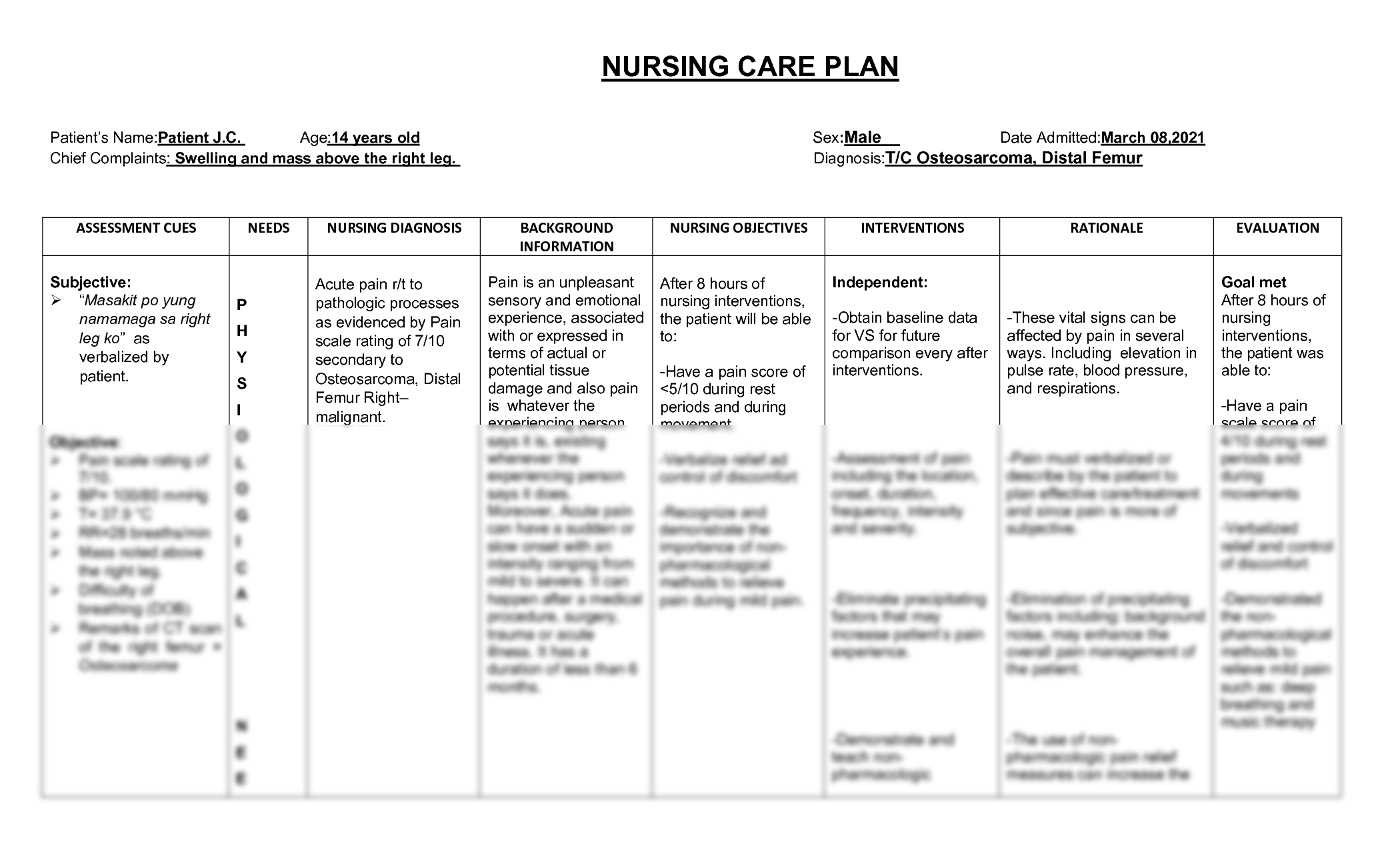 Nursing Care Plan